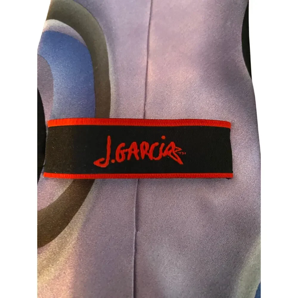 J Garcia Abstract Swirl Neck Tie‎ Purple Gray Artistic Retro Mens Tie
